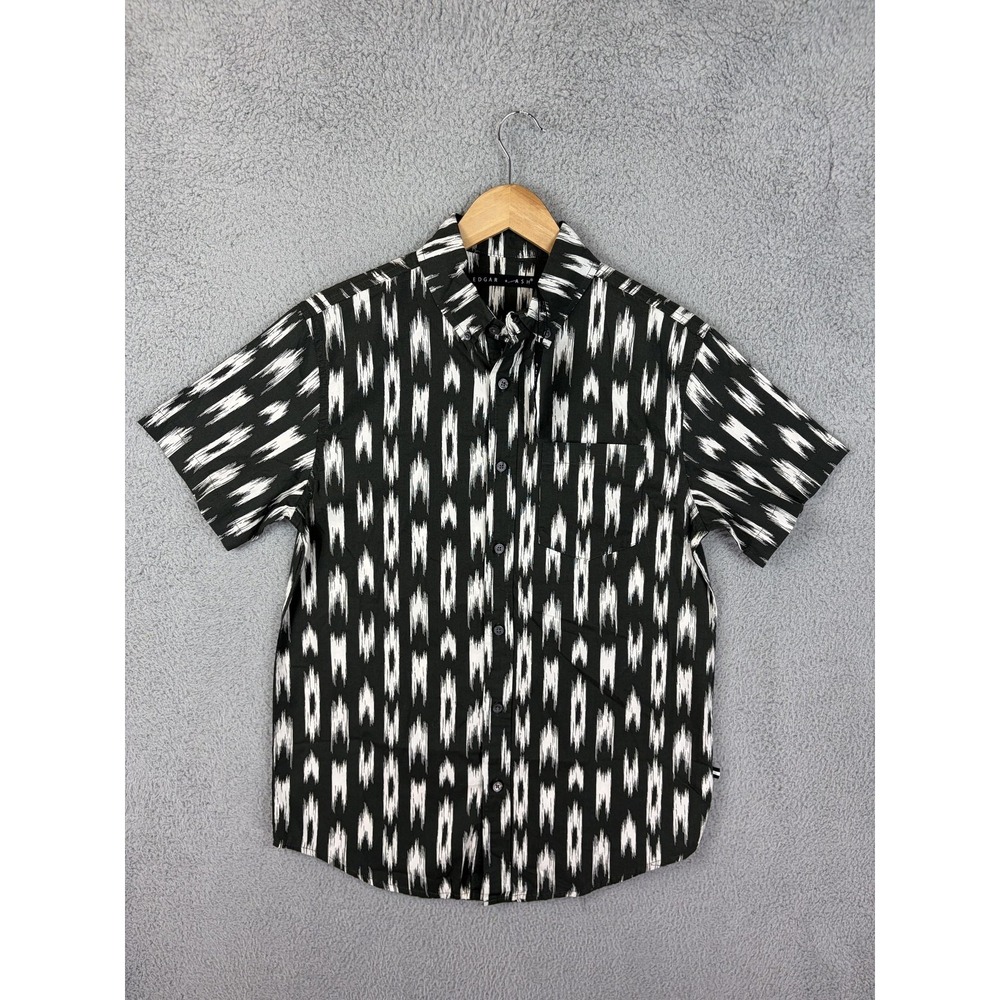 Edgar + Ash Shirt Mens Small Black Geometric Short Sleeve Button Casual Men New